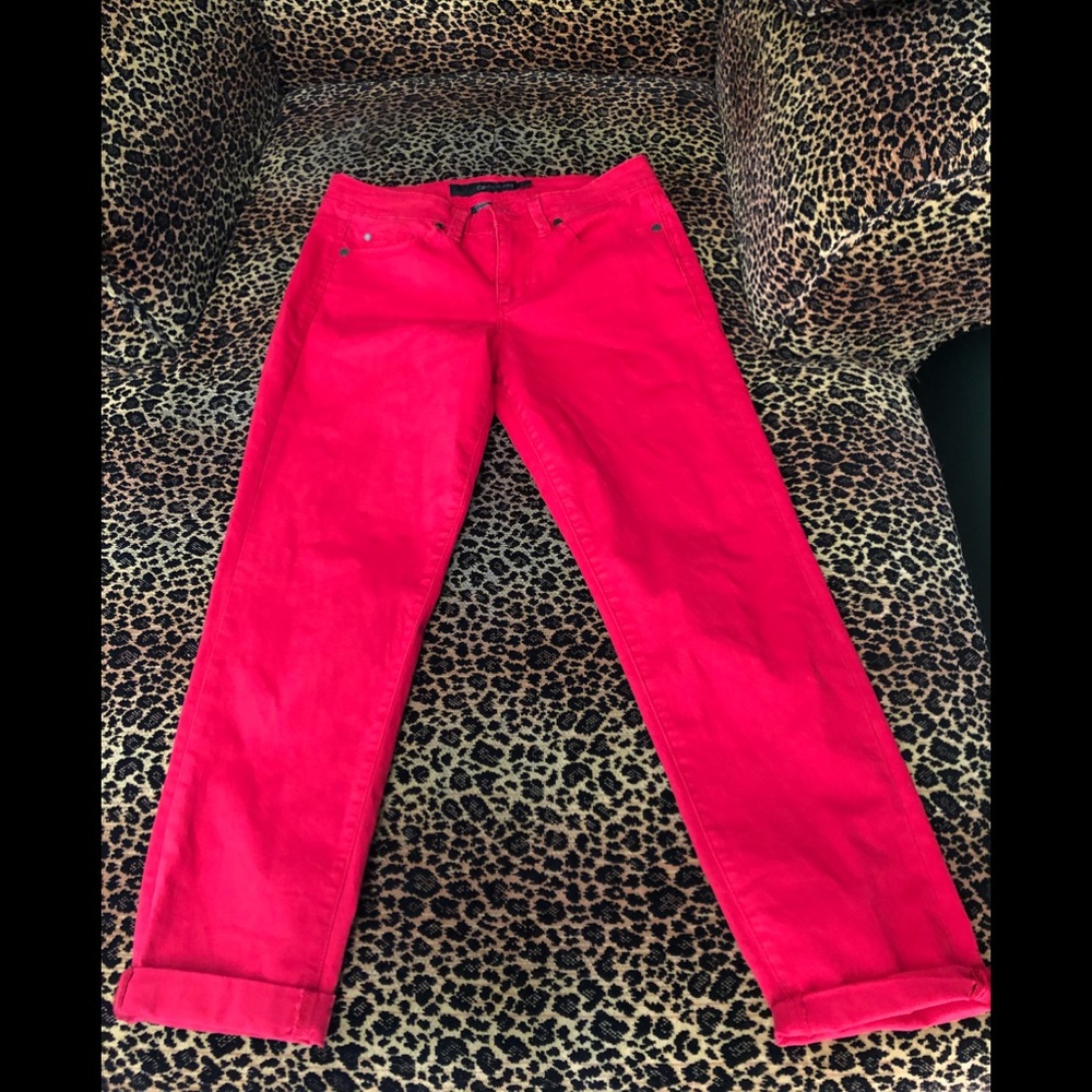 Calvin Klein red skinny crop jeans